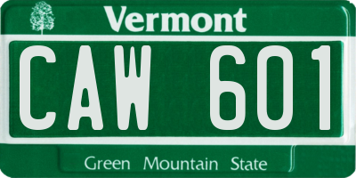 VT license plate CAW601