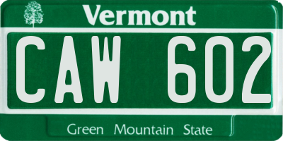 VT license plate CAW602