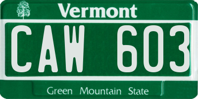 VT license plate CAW603