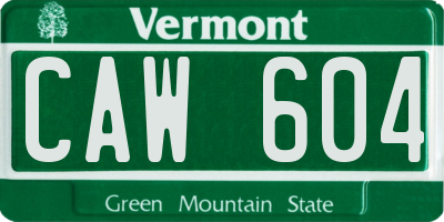 VT license plate CAW604