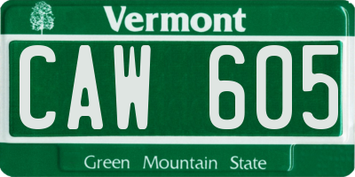 VT license plate CAW605