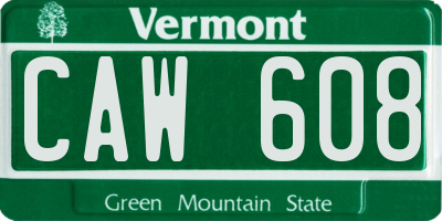 VT license plate CAW608