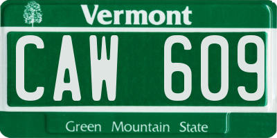 VT license plate CAW609