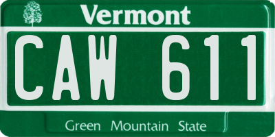 VT license plate CAW611