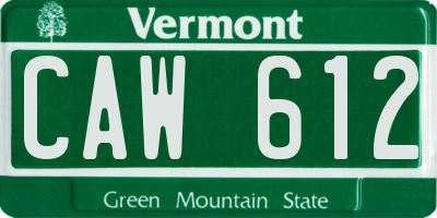VT license plate CAW612