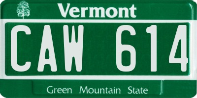 VT license plate CAW614