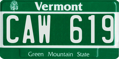 VT license plate CAW619