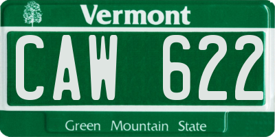 VT license plate CAW622