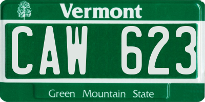 VT license plate CAW623