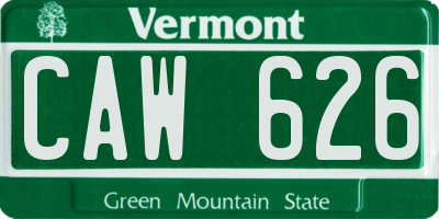 VT license plate CAW626