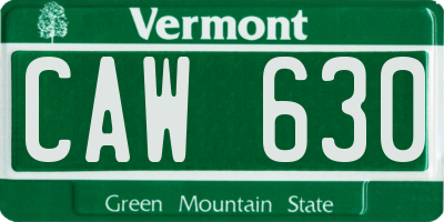 VT license plate CAW630