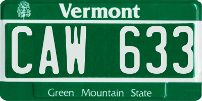 VT license plate CAW633