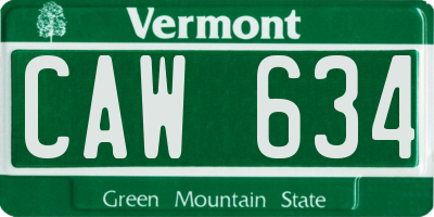VT license plate CAW634