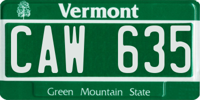 VT license plate CAW635