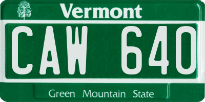 VT license plate CAW640