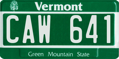 VT license plate CAW641