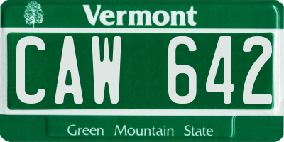 VT license plate CAW642