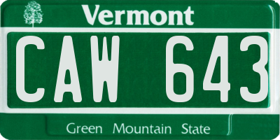 VT license plate CAW643