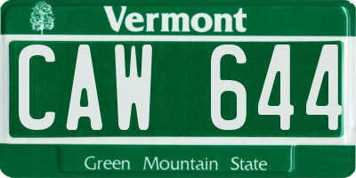 VT license plate CAW644