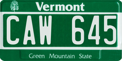 VT license plate CAW645