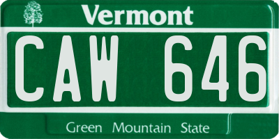 VT license plate CAW646