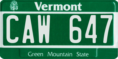VT license plate CAW647