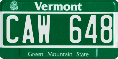 VT license plate CAW648