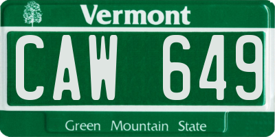 VT license plate CAW649