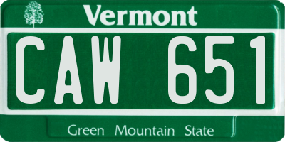 VT license plate CAW651