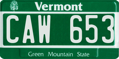 VT license plate CAW653