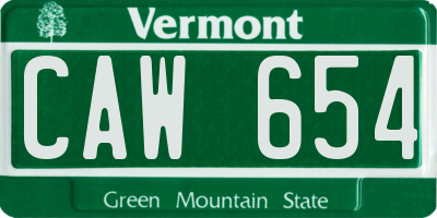 VT license plate CAW654