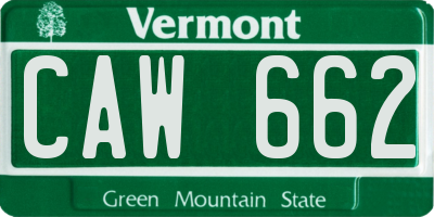 VT license plate CAW662