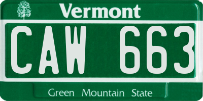 VT license plate CAW663