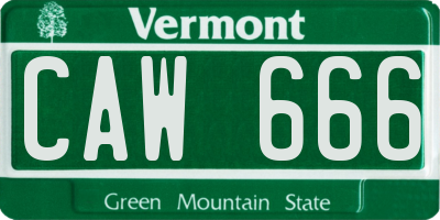 VT license plate CAW666