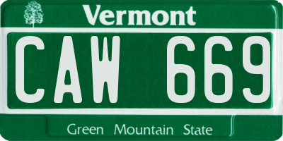 VT license plate CAW669