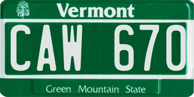 VT license plate CAW670