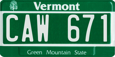 VT license plate CAW671