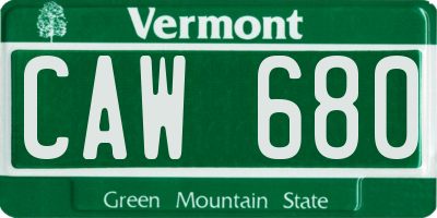 VT license plate CAW680