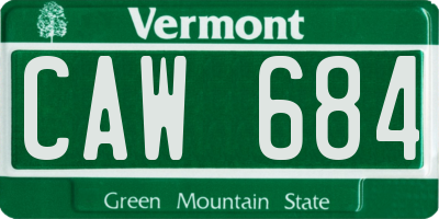 VT license plate CAW684