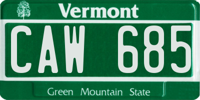 VT license plate CAW685