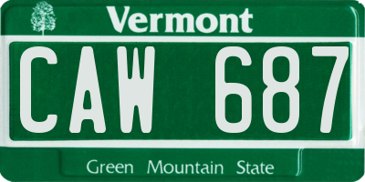 VT license plate CAW687