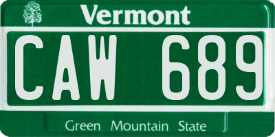 VT license plate CAW689