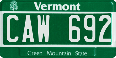 VT license plate CAW692