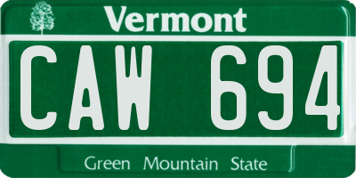 VT license plate CAW694