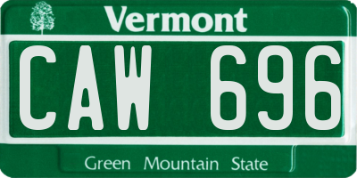 VT license plate CAW696