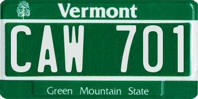 VT license plate CAW701