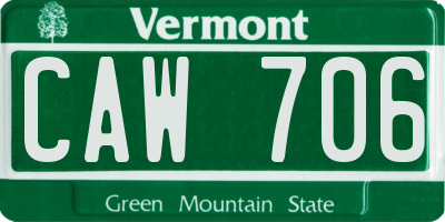 VT license plate CAW706
