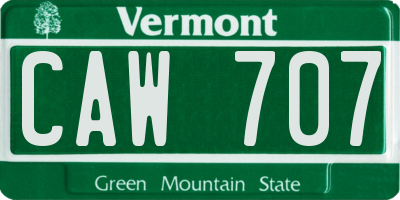 VT license plate CAW707