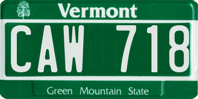 VT license plate CAW718