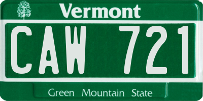 VT license plate CAW721
